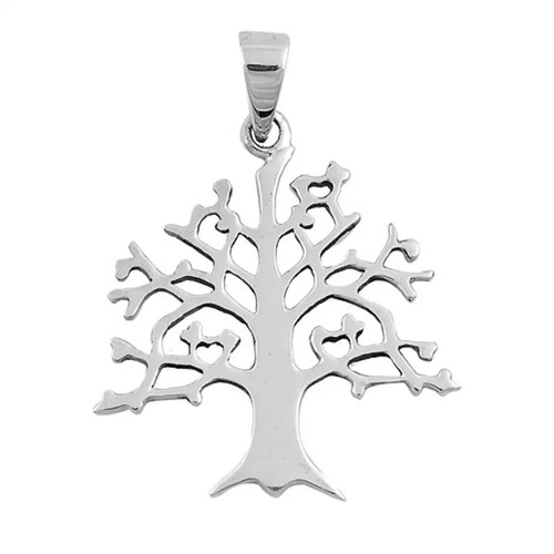 925 Sterling Silver silver Handcrafted Plain Silver Tree Pendant