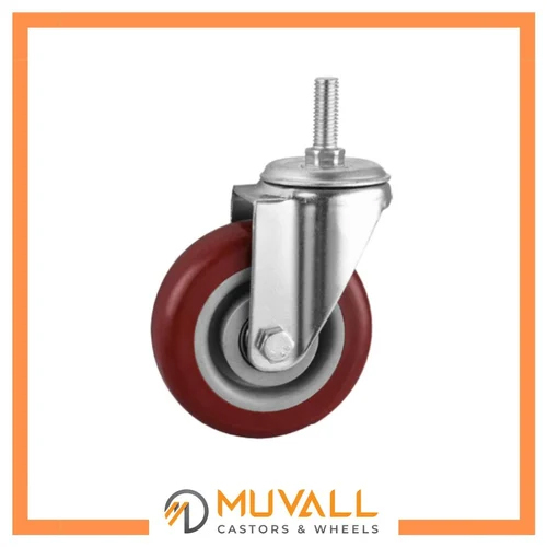 125X31mm Maroon PU Castor Wheel