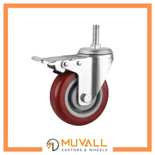 125X31mm Maroon PU Castor Wheel