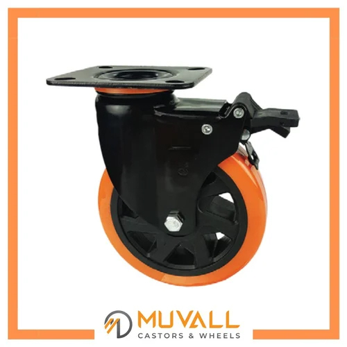 150X40mm Heavy Duty Orange PU Castor Wheels