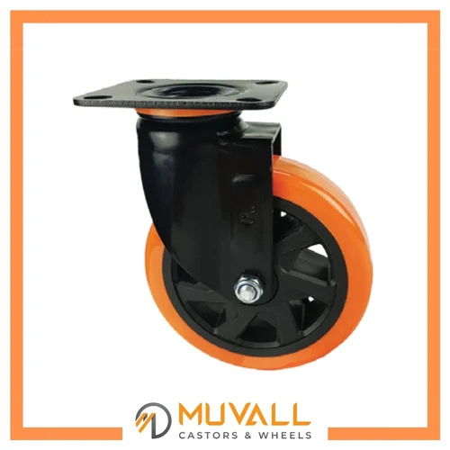 150X40mm Heavy Duty Orange PU Castor Wheels