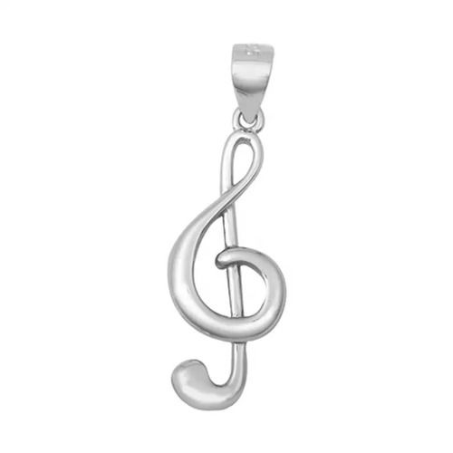 925 Sterling Silver Handmade Plain Clef Symbol Pendant