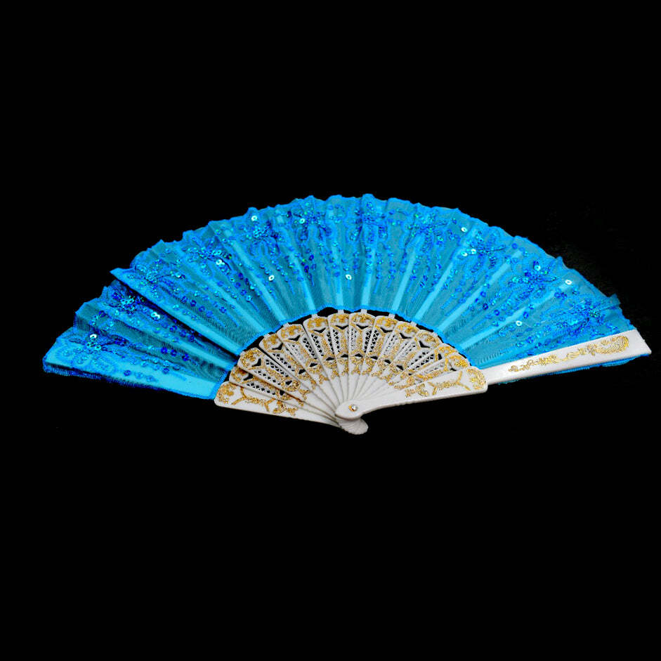 HAND FOLDING FAN CHINESE VINTAGE STYLE HANDHELD FAN WITH FABRIC SLEEVE (4930)