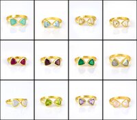 Rose Quartz Gemstone Triangle Shape Bezel Set Gold Vermeil Adjustable Ring