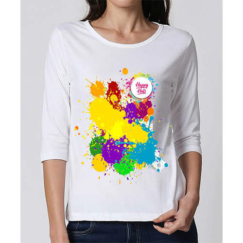 White Holi T Shirt For Girls