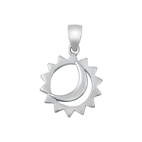 925 Sterling Silver Handcrafted Sun In Moon Design Pendant