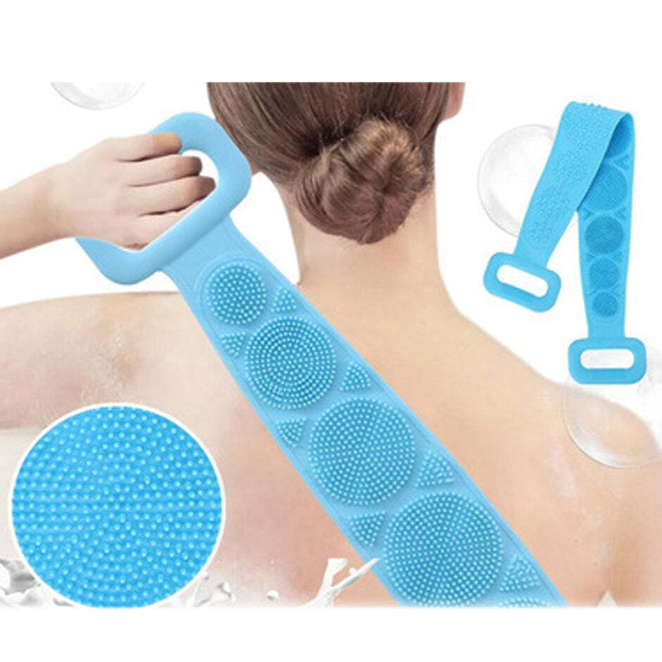SILICONE BODY BACK SCRUBBER DOUBLE SIDE BATHING BRUSH FOR SKIN DEEP CLEANING SCRUBBER BELT (1302A)