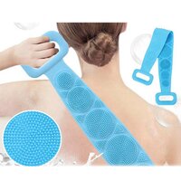 SILICONE BODY BACK SCRUBBER DOUBLE SIDE BATHING BRUSH FOR SKIN DEEP CLEANING SCRUBBER BELT (1302A)
