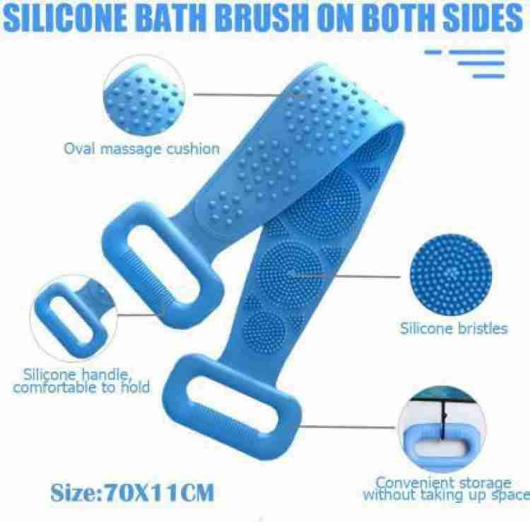 SILICONE BODY BACK SCRUBBER DOUBLE SIDE BATHING BRUSH FOR SKIN DEEP CLEANING SCRUBBER BELT (1302A)