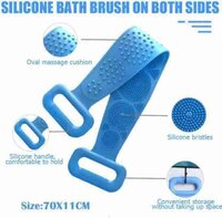 SILICONE BODY BACK SCRUBBER DOUBLE SIDE BATHING BRUSH FOR SKIN DEEP CLEANING SCRUBBER BELT (1302A)