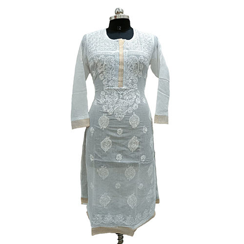 White Kota Fabric Kurti