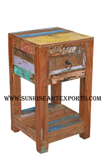 Sunrise International Recycled Reclaimed Wood Bed Side Table