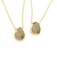 Golden Rutile Gemstone Slice Sterling Silver Gold Vermeil Necklace