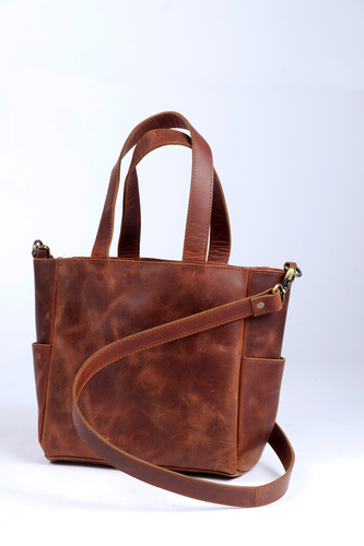 leather handmade tote crossbody bag