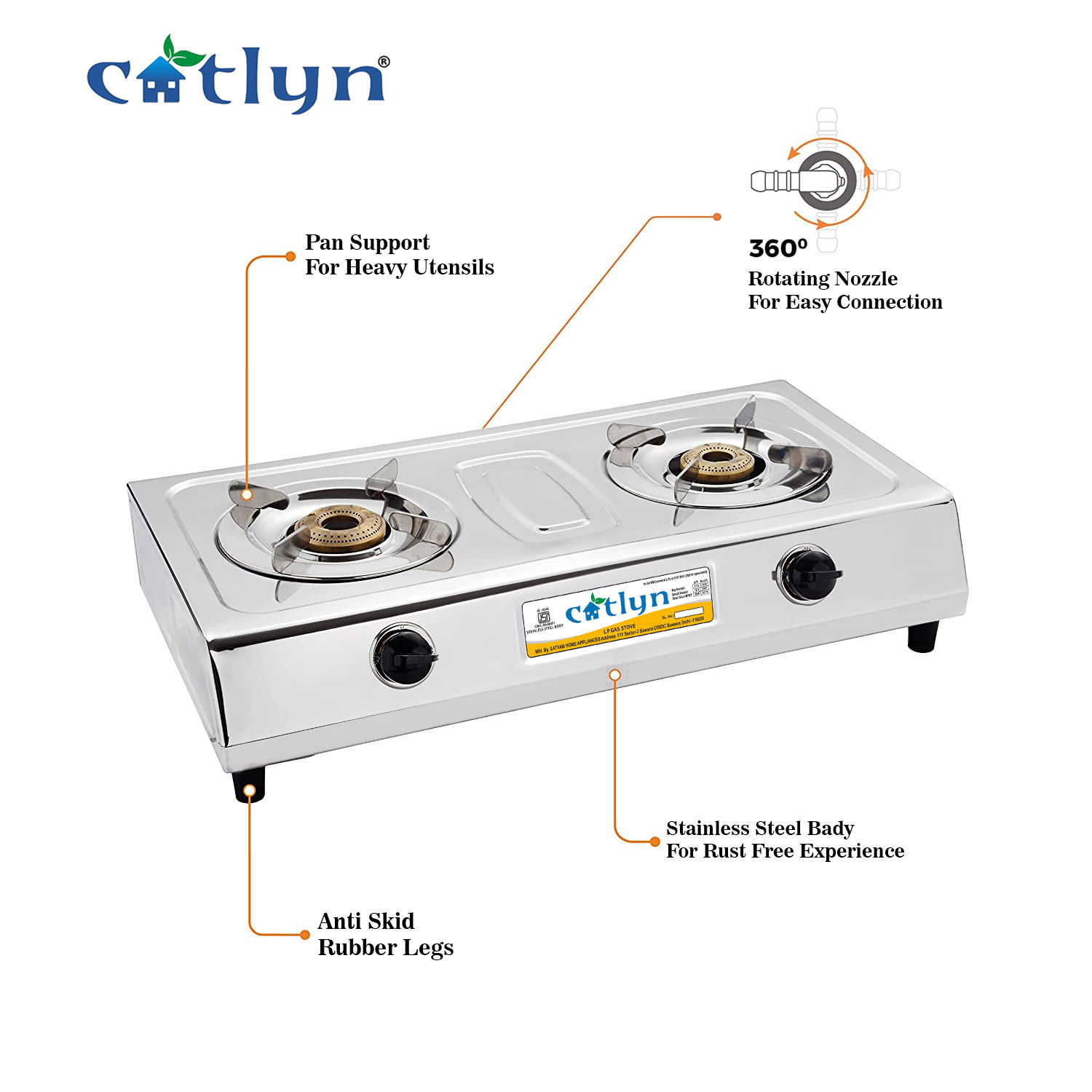 Primo Two Burner Round Stainless Steel Gas Stove