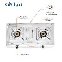 Square Two Burner Stainless Steel Gas Stove