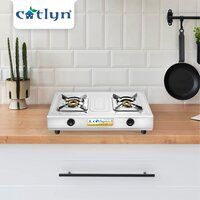 Square Two Burner Stainless Steel Gas Stove