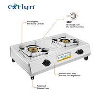 Square Two Burner Stainless Steel Gas Stove