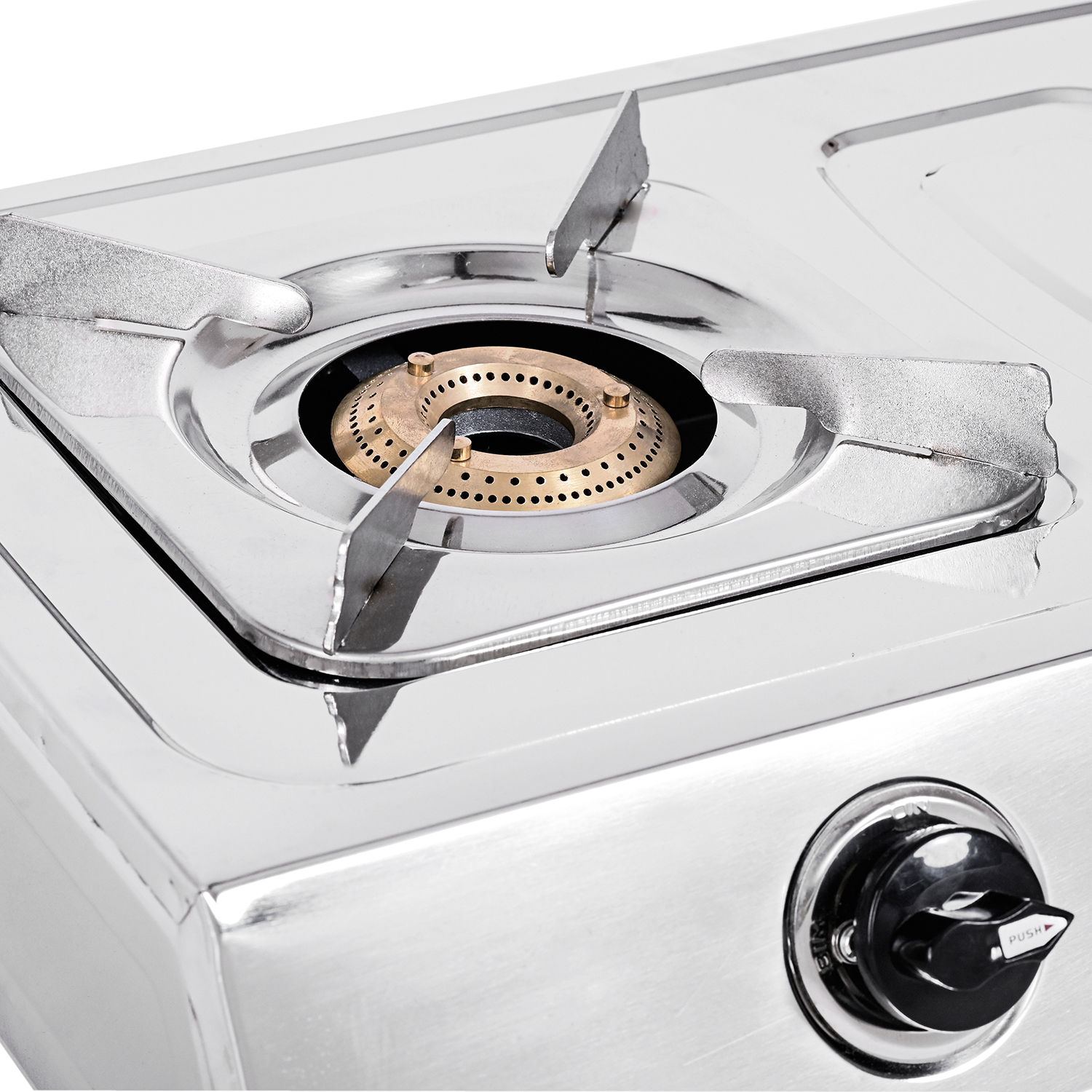 Square Two Burner Stainless Steel Gas Stove