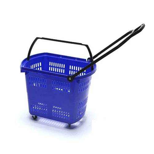 42L Shopping Basket With Wheels Blue