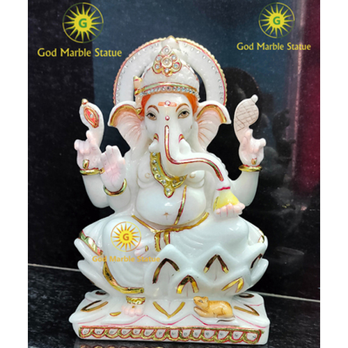 12 Inch Ganesh Marble Statue - Regional Style: Indian