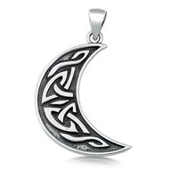 925 Sterling Silver Handmade Vintage Celtic Moon Pendant