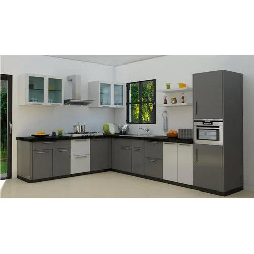 Eco-friendly L Shaped Modular Kitchen Services