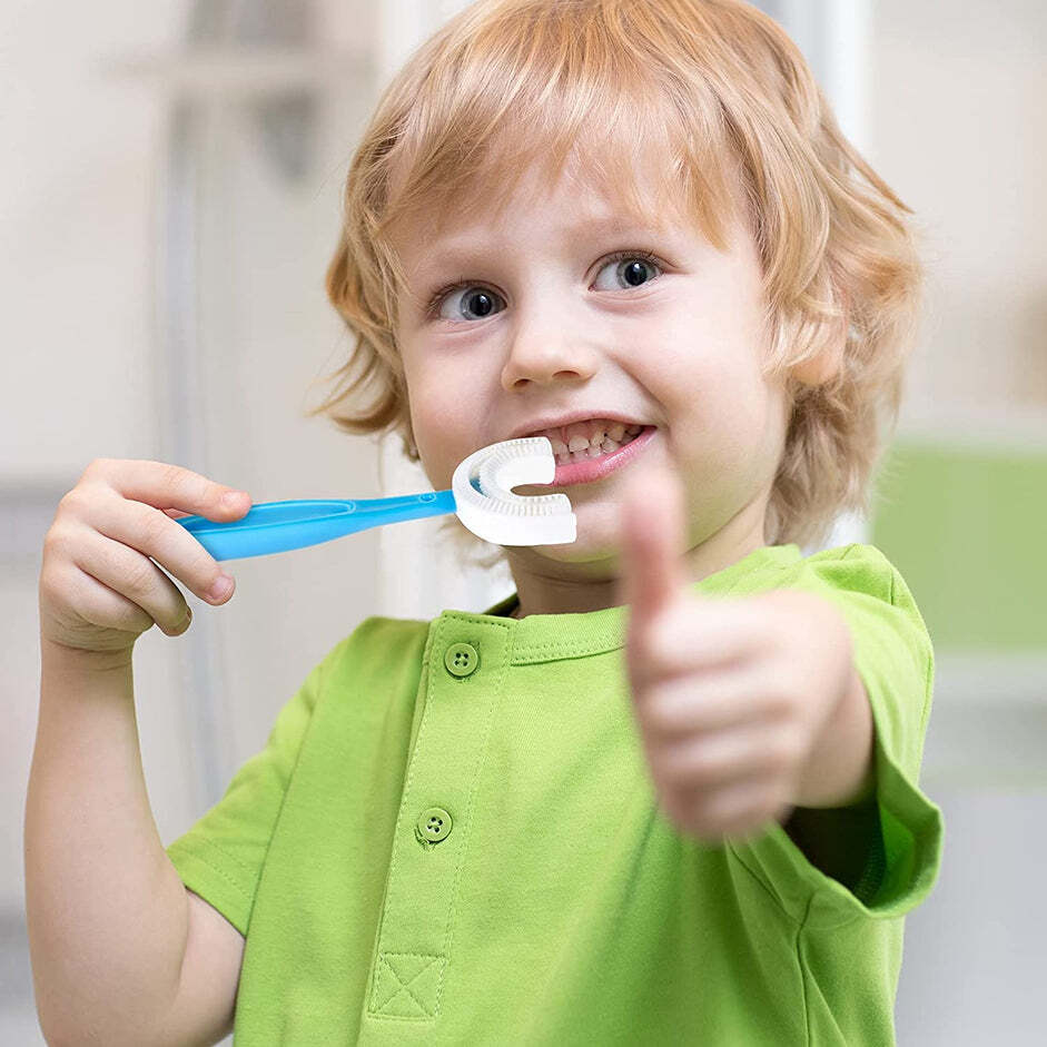 KIDS U SHAPED LARGE TOOTH BRUSH USED IN ALL KINDS OF HOUSEHOLD BATHROOM PLACES FOR WASHING TEETH OF KIDS TODDLERS AND CHILDREN S EASILY AND COMFORTABLY (4773)