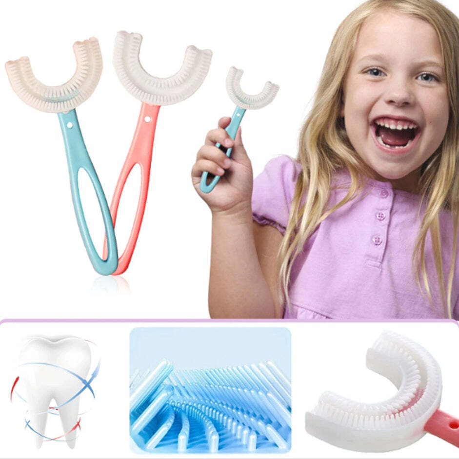 KIDS U SHAPED LARGE TOOTH BRUSH USED IN ALL KINDS OF HOUSEHOLD BATHROOM PLACES FOR WASHING TEETH OF KIDS TODDLERS AND CHILDREN S EASILY AND COMFORTABLY (4773)