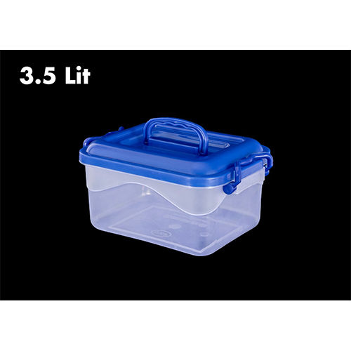 Transparent Plastic Container With Handle Blue
