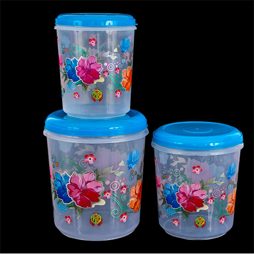 Transparent Plastic Storage Container - Round, Set of 3, Transparent Color | Eco-Friendly, Airtight, Multi-Purpose, Folding Design