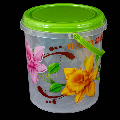 Printed Plastic Storage Container - Eco-Friendly Round Airtight Food Container, Transparent Clear Matt Finish, Ideal for Kitchen Use and Gifting