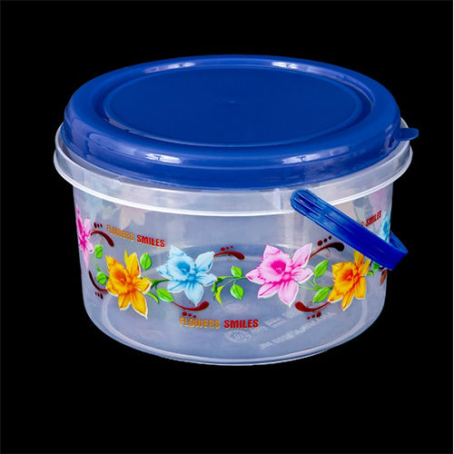 Transparent Plastic Container With Flower Printed