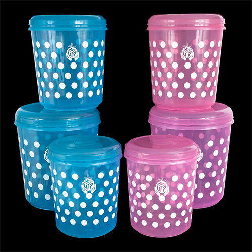 Round Polka Dott Printed Plastic Containers