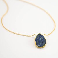 Lapis lazuli Gemstone Slice Sterling Silver Gold Vermeil Necklace