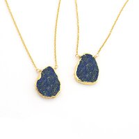 Lapis lazuli Gemstone Slice Sterling Silver Gold Vermeil Necklace