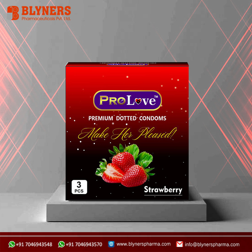Dotted Condoms - Strawberry Flavour - 3 Pcs