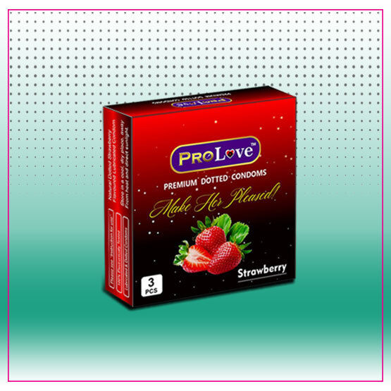 Dotted Condoms - Strawberry Flavour - 3 Pcs