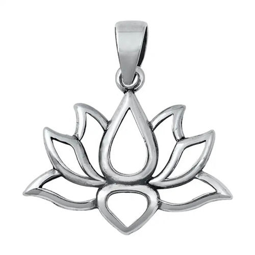 925 Sterling Silver Handmade Plain Lotus Flower Charm Pendant