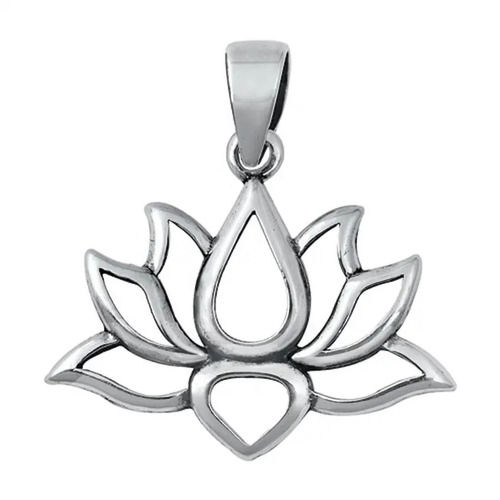 925 Sterling Silver Handmade Plain Lotus Flower Charm Pendant Gender: Women