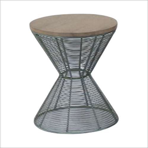 Wire Table With Wooden Top