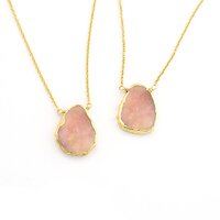 Pink Opal Gemstone Slice Sterling Silver Gold Vermeil Necklace