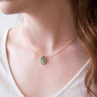 Ruby Zoisite Gemstone Slice Sterling Silver Gold Vermeil Necklace