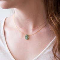 Turquoise Gemstone Slice Sterling Silver Gold Vermeil Necklace
