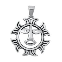 925 Sterling Silver Handcrafted Antique Sun Face Pendant