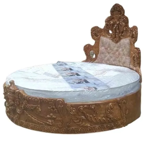 Wooden Carved Round Double Bed Dimensions: 7X7 Foot (Ft)