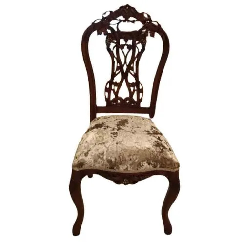 Teak Wood Armless Chair - Indoor Living Room Furniture, Brown Matt Finish with Foam Cushioning