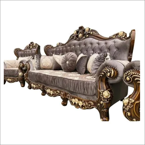 Wood Carving 5 Seater Designer Wooden Sofa Set