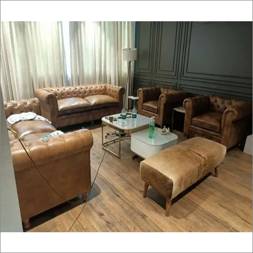 Leather 8 Seater Wooden Sofa Set