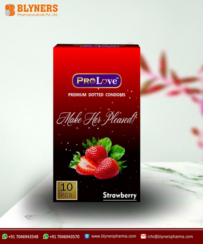 Dotted Condoms - Strawberry Flavour - 10 Pcs